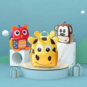 バックパック2020 New 3D Animal Childrens Backpack Brand Design Girls and Boys Backpack Preschool Childrens Neoprene Schoolバッグ幼稚園漫画バッグD240516