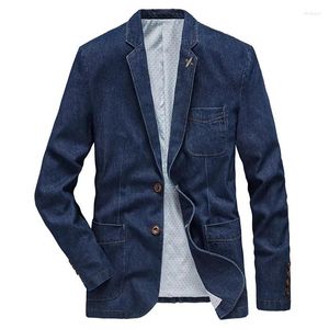 Garnitury męskie jesienna wiosna moda męska ubrania szczupła sprawa Jean płaszcza mężczyzn Mężczyźni Casual M-4xl Denim Blazer Jacket Cotton My189