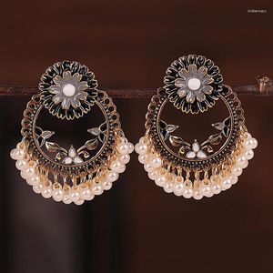 Dingle örhängen vintage etnisk stil för kvinnor geometri blomma överdrift mode personlighet emalj boho ovanliga smycken