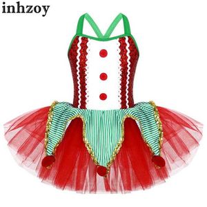 Dancewear Kids Girls Elf Christmas Candy Canne Costume Sleevelette Phrush Ballet Dress Tuttu Dance Dance Leotard Party a tema DancewoeWouSwearel2405