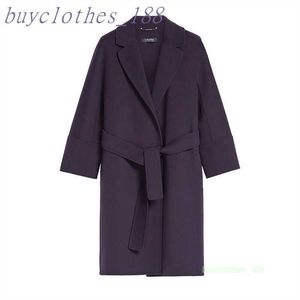 Casaco de trincheira de comprimento médio feminino Maxmaras Wool Blend Coat Italian Brand Italian Luxury Casat de alta qualidade Cashmere Coat 0kdj