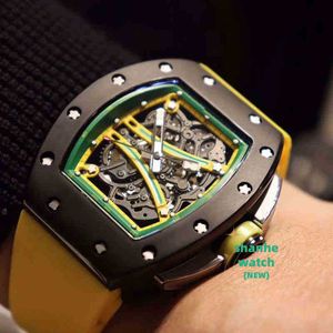 RM Data di orologio da uomo Meccanico di lusso orologio orologio da polso vino barile RM61-01 Serie automatiche Meccanica Black Pottery Case Tape.