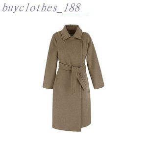 Płaszcz damski o średniej długości Maxmaras wełniany płaszcz włoska marka luksusowa damska wysokiej jakości kaszmirowy płaszcz kbxp