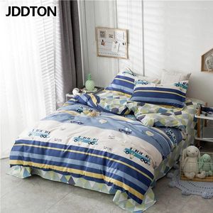 Bettwäsche -Sets Jddton Cool Boy Blue Farbbett Set zwei Größe bequemer Cartoon -Auto Muster King Duvet Cover Kissenbezug Blatt BE164