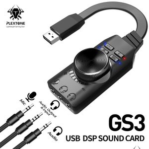 Cartões de som Plextone GS3 USB Card para PC Virtual 7.1 canal de 3,5 mm fone de ouvido o Jack Converter Drop Drop Entrega de computadores Rede no Ottau