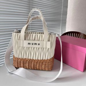 2024 new Designer Women Bag Bamboo Woven Basket Summer Basket Bag Beach Holiday Tote Luxurys Bags Designer Tote Bags Designer Bag 240311