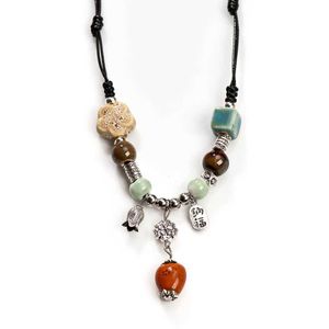 Подвесные ожерелья керамические бусинки ретро -ожерелье ручной работы легкий портативный подарок творческой ручной работы J240516