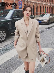 Abiti da lavoro divertirsi autunno donna vintage blazer e abito senza maniche donne da lavoro coreano tendenze casual tendenze formali 2 pezzi set