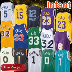 Büyük boy 3xl Bebek Basketbol Forması Erkekler Çocuklar Edwards Ewing James Malone Durant Iversson Bird Shaq Tatum 30 Curry Doncic Ball Wade 3 Jokic Butler Payton Iverson 3XL 4XL