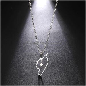 Other Eueavan Stainless Steel Syria Map Heart Pendant Necklace Middle East Country Geography Necklaces For Women Men Ethnic Jewelry Dr Otgbx