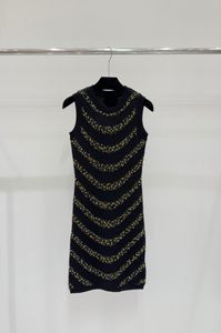 508 2024 Milan Runway Dress Summer Short Sleeve Crew Neck Black Dresses Womens Dress Fashion High quality 142101