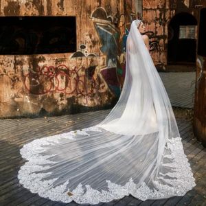 Bridal Veils Luxurious Wedding Veil Cathedral Lace Pattern Appliques One-Layer With Comb 400cm Length 300cm Width Big Size