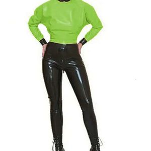 Pure Natural Latex Uniform Apple Green and Black Suit Cosplay Party Size S-XXL