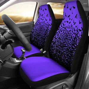 Car Seat Covers Black Bats On Purple All-over Pattern -Car Accessories Gift For Her Custom Made Cover C