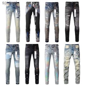 Designer Jeans lila Herren Skinny Motorcycle Trendy Ripped Patchwork das ganze Jahr über schlanke Being im Großhandel U8KR