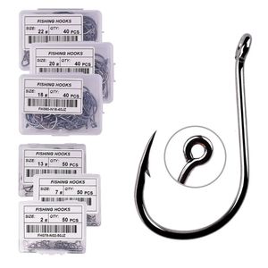 Fishing Hooks Circle Fishhook 222 Sharp Strong High Carbon Steel Freshwater Saltwater Octopus 2050pcsbox 240515