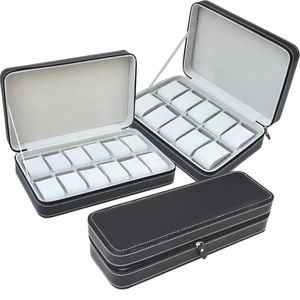 6. 10. 12 Slot Watch Box Portable Travel Zipper Pu Кожаная коробка для хранения ящика для съемки для бизнеса для бизнеса и подарков 240426