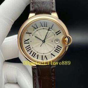 Modna i najlepiej sprzedająca się wysokiej klasy kunszt męską zegarek Cal.049 Automatyczne mechaniczne 18K Rose Gold Rower Crown 42 mm Sapphire Waterproof Dial