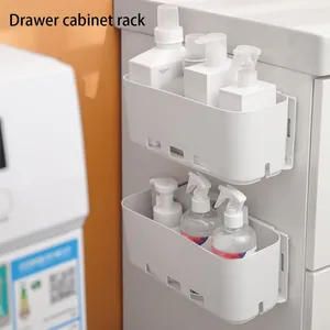 Kitchen Storage Organizer Mount Cabinet Under Sink Self-adhesive Punch Free Holder Removable Plastic Bathroom Rack