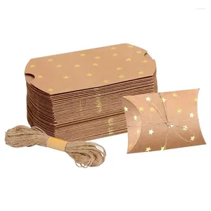 Presentförpackning påfyllningsbar skattlåda Kudde Candy Kraft Paper Packaging Boxar för julfest och choklad