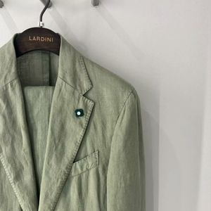 Uomini blazer primaverili e estivi Lardini Avocado Green Linen Coat