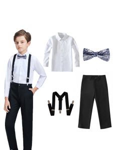 Set di abbigliamento 4 pezzi/set per ragazzi con pantaloni da camicia e cintura WX