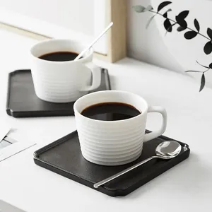 Mugs Japanese Ceramic Coffee Cup Dish Creative White Simple Cabkino Set