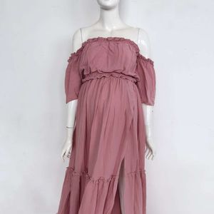 Pure Cotton Boho Photography Wygodny strój macierzyński sukienka z krótkim rękawem na ciążę