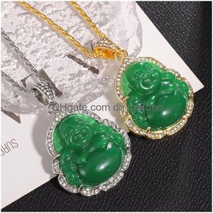 Colares pendentes imitação verde requintada colar de pedra natural maitreya incrustado com zircão feminino jóias do presente de jóias de otjn1
