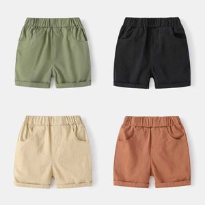 Shorts Cotton linen shorts for boys summer knee pants for children childrens clothing d240516