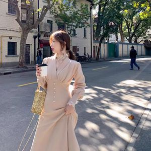 Casual Dresses Young Style Fashion Designers Autumn Winter Long Sleeve V Neck Wool Sweater Dress Office Lady Elegant Vestido Woman Clothes 2