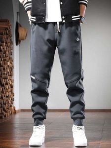 Herrenhosen Herbst Herbst Herbst Gray Sport Casual Hosen Jogginghosen Mode Stickerei Elastische Taille Folienstring Jogger Hosen Y240513