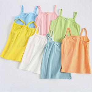 Summer 2023 Tops Tops for Kids Modal Cotton's Children's Shirt Candy Colore Teenager Underwear Lingerie 1-10 anni L2405
