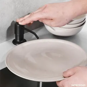 Liquid Soap Dispenser Black Kitchen Sink Detergent Bottle Large Capacity Washing Basin Pressing Utensil