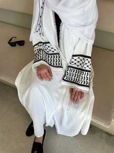 Ethnic Clothing Ramadan Embroidery Muslim Abaya for Women Jalabiya Eid Dress Tassel Lace-up Abayas Kaftan Islam Cardigan Dubai Arab Long Robe T240515