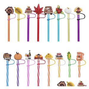 Drinking Straws New Sile Drink St Toppers Ers Protection Cap Dust Plug Thanksgiving Theme Sts Decoration Charms Wholesale Drop Deliver Dhpzf