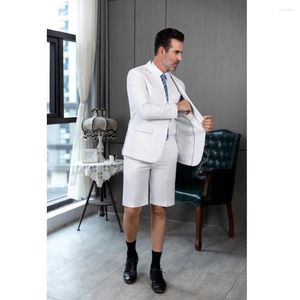 Men's Suits Classic White Men 2 Piece Business Short Pants Office Vintage Winter Jacket Trousers 2024 Tailor-Made Wedding