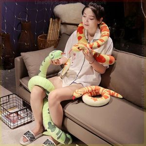 Symulacja kreskówka Python Plush Toys długa poduszka nadziewana zwierzęcy realitisc wąż gigant boa halloween dekoracje dla dzieci zabawne prezenty