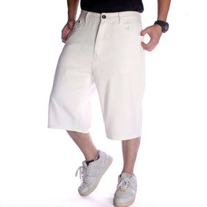 Вымытый чистый белый модный уличный танцевальный скейтборд свободный плюс размер хип-хоп джинсы мужские укороченные шорты M516 72