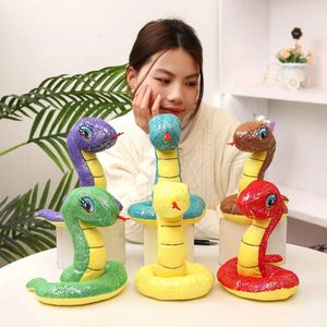Simulerad paljettväv Plush Doll Snake Super Soft Toys Multicolour Funny Home Decor Throw Pillow Girls Birthday Presents