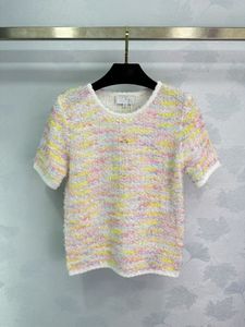 2024 Nya vårens sommartoppar Milan Runway Sweaters O Neck Short Sleeve High End Jacquard Women's Designer Tees 0516-10