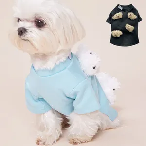 Dog Apparel Bear Hoodie Clothes Cartoon T-shirt Dogs Clothing Pet Outfits Cute Spring Summer Yorkies Print Blue Boy Ropa Para Perro