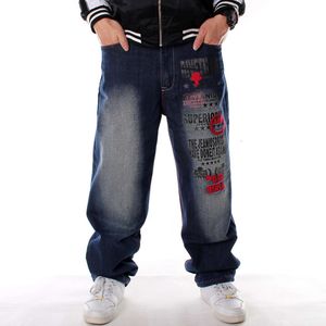 Модные хип-хоп джинсы, негабаритный мужской уличный танец хипхопа, вымытая вышивка, свободные брюки для скейтборда M516 85