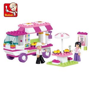 Blocks sluban 0155 Girl Princess Pink Fantasy Snack Cart Modelo