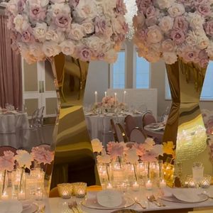 Placas decorativas de luxo de 120 cm de altura de metal de metal aço inoxidável aço de aço de flor Polas de casamento de mesa para festa de casamento para festa de evento