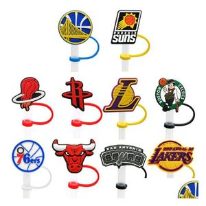 Drinking Straws Creative Cartoon Sile St Cap Sts Toppers Dust Plug Basketball Charms Accessores Wholesale Drop Delivery Dhkht