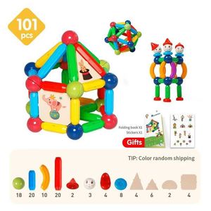 Magnetic Blocks Rom 101pcs magnetic building blocks childrens toys Montessori educational building set childrens birthday gift toys WX5.17