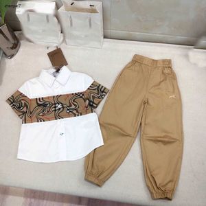 トップベイビーTシャツセットチャイルドトラックスーツサイズ100-160キッズデザイナー服の男の子シャツと刺繍ロゴカジュアルパンツ24feb20