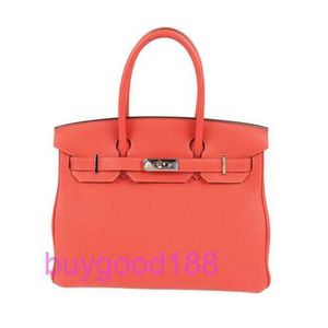 AA Briddkin Top Luxury Designer Totes Bag Saco de ombro de tendência elegante Togo 30 bolsa de couro laranja bolsa feminina bolsa