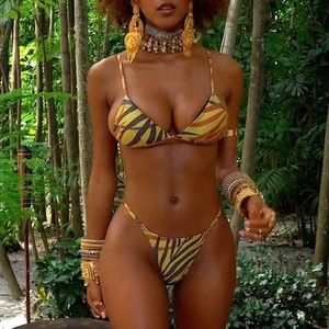 Seksowne afrykańskie nadruk mikro bikini 2024 Kobiety stroju kąpielowego Kobieta stroje kąpielowe stringi bikini brazylijskie plaż